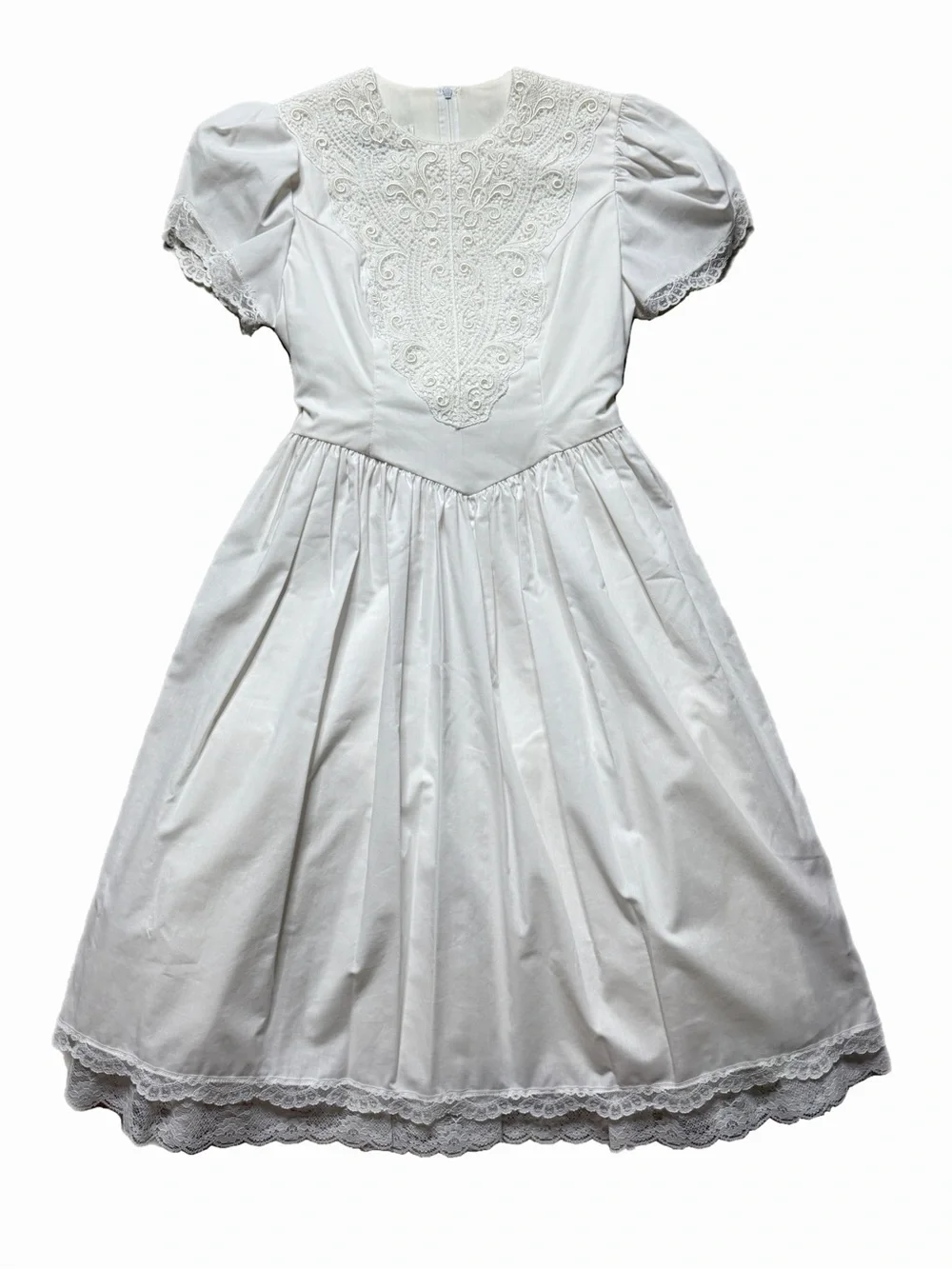 VTG 80s Jessica McClintock White Embroidered Flower Girl Church Dress 12